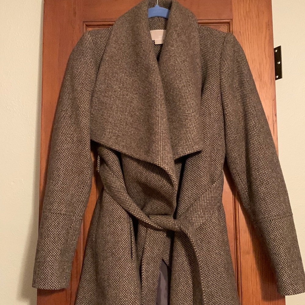 Michael Kors WOOL long pea coat XS wrap